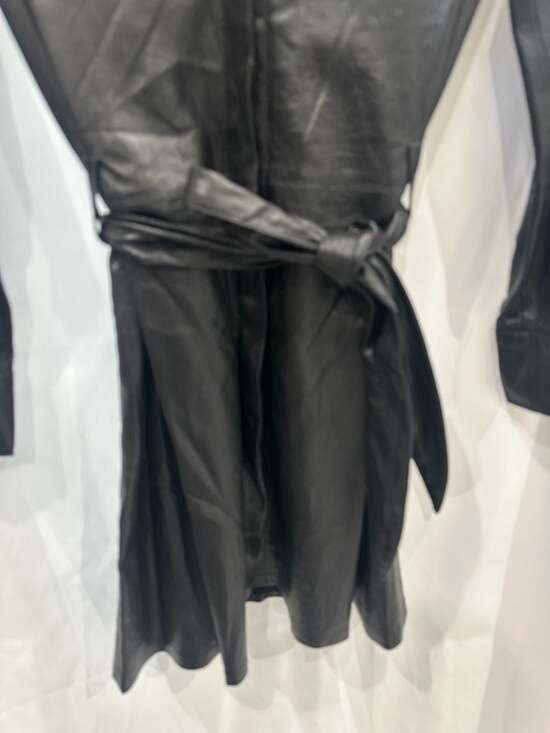 Nanushka Black Vegan Leather Belted Maya Mini Shirt Dress Size S - Picture 2 of 10